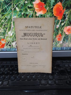 Statutele Băncei Populare Cooperative Mugurul, com. Dioști, plasa Ocolul, jud. Romanați, azi județul Olt, T&amp;acirc;rgu jiu 1907, 013 foto