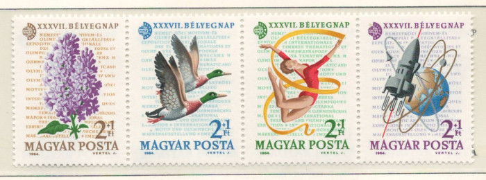 Ungaria 1964 Mi 2053/56 A strip MNH - Ziua timbrului; Expozitia de timbre IMEX