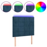 Cumpara ieftin Tablie de pat cu LED, albastru inchis, 90x5x118/128 cm, catifea