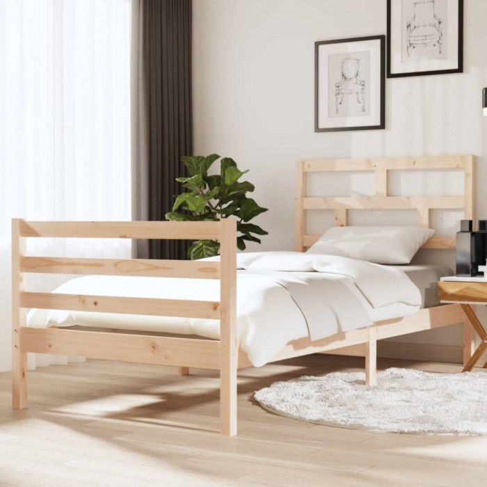 vidaXL Cadru de pat Single 3FT, 90x190 cm, lemn masiv