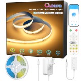 Banda LED COB Smart WiFi Oulara 3m, 2700K Alb Cald, Reglabila 10-100%, Telecomanda RF, Alexa, Google, 24V