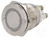 Intrerupator anti-vandalism, OFF-(ON), &Oslash;19mm, ONPOW - GQ19PF-10E/B/24V/S