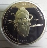 (A81) MONEDA DIN ARGINT GERMANIA - 20 EURO 2022, LIT. G, 225 ANI NASTEREA LUI ANNETTE VON DROSTE-HULSHOFF, STARE PROOF