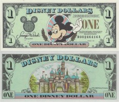 DISNEYLAND █ bancnota █ 1 Disney Dollar █ 1998 █ Mickey █ UNC █ necirculata