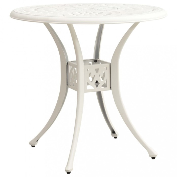 Masa de gradina, alb, 78x78x72 cm, aluminiu turnat