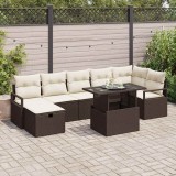 Cumpara ieftin Set de canapele pentru grădină cu pernă 8 pcs Maro Rattan poli