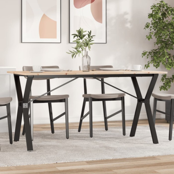 vidaXL Masă de bucătărie, cadru Y, 160x80x75cm lemn masiv pin și Oţel