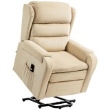HOMCOM Fotoliu Electric Ridicător 160&deg; din Material Textil cu Telecomandă și Suport pentru Picioare, 85x88x109 cm, Crem | Aosom Romania