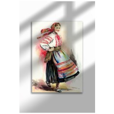RF-21|Poster Folclor Rom&acirc;nesc, Costume Tradiționale, Imprimeu Digital pe P&acirc;nză, Artă Murală Etnică Vintage | A3 (29.7 x 42 cm) - RF-21