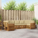 vidaXL Seturi de canapele 7 pcs Natural și Bej Lemn Solid de Acacia 3375418