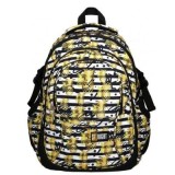 Ghiozdan St. Majewski St. Right Tropical Party Ananas, 4 compartimente, 2 buzunare, negru cu galben