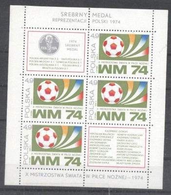 Poland 1974 Football, Soccer, sheetlet, MNH AL.078 foto