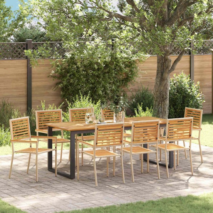 vidaXL Set de masă pentru grădină 9 pcs Bej
