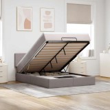 Cumpara ieftin Pat otoman cu saltea și LED-uri Taupe 140x200 cm țesătură