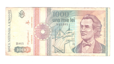 Bancnota 1000 lei septembrie 1991, stare buna foto