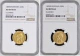Lot monede AUR 20 lei 1883 si 20 lei 1890 , Carol I, certificate si gradate