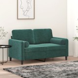 vidaXL Perne decorative, 2 buc., verde &icirc;nchis, &Oslash;15x50 cm, catifea
