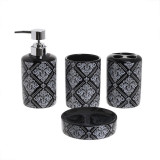 Set de baie 4 piese din ceramica Black White, Inart