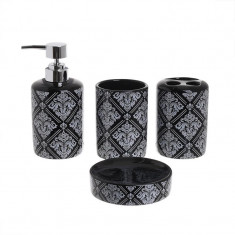 Set de baie 4 piese din ceramica Black White foto