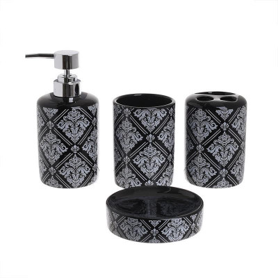 Set de baie 4 piese din ceramica Black White foto