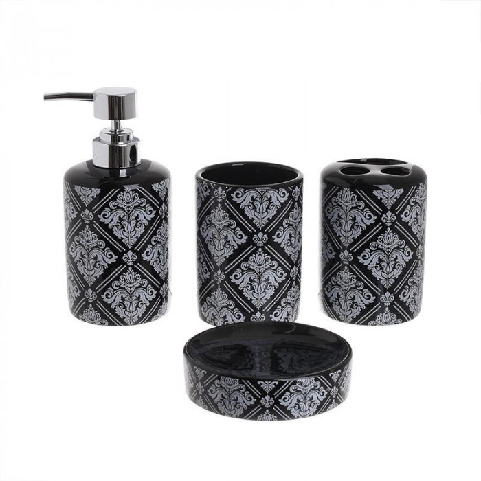 Set de baie 4 piese din ceramica Black White