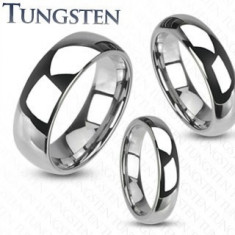 Inel din tungsten - verighetă netedă, lucioasă de culoare argintie, 8 mm - Marime inel: 59