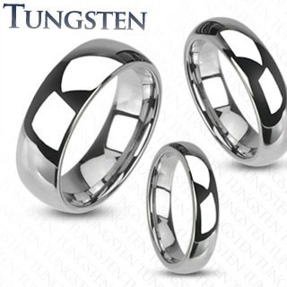 Inel din tungsten - verighetă netedă, lucioasă de culoare argintie, 4 mm - Marime inel: 64 foto
