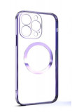 Husa Luxury MagSafe compatibila cu iPhone 15, Full protection, Margini colorate, Mov, Oem