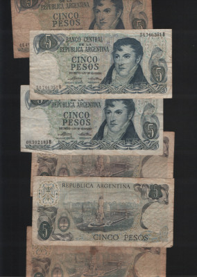 Argentina 5 pesos 1974(76) VG-F-VF pret pe bucata foto