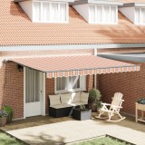 vidaXL Marchiză retractabilă automată cu dungi multicolore 450x350 cm