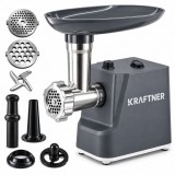 Masina de tocat carne electrica 750W, 3 in 1 (tocare, carnati, kibbe), functie revers, KRAFTNER KF-9951