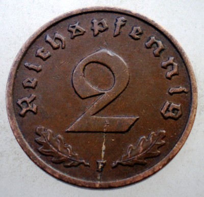2.643 GERMANIA 2 REICHSPFENNIG 1938 F foto