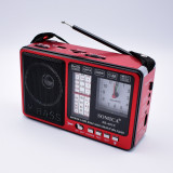 Radio portabil cu acumulator, Mp3, Card TF-SD-USB, AM, FM, SW, Lanterna, Ceas,, Oem