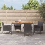 Cumpara ieftin Set mobilier de grădină cu perne, 5 piese, negru, poliratan