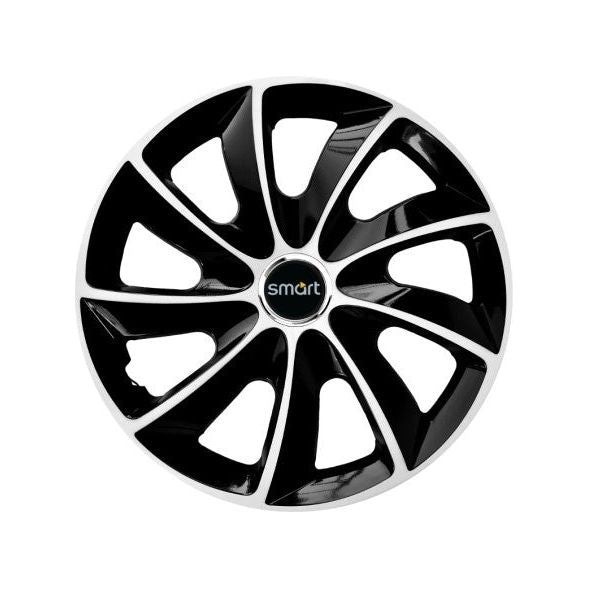 Set 4 Capace Roti potrivite jantelor de 15 inch, pentru Smart, model Stig Extra Black &amp; White