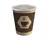 Set 10 pahare carton cu capac pentru cafea, 200 ml