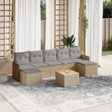 VidaXL Set canapele de grădină, 8 piese, cu perne, bej, poliratan