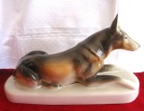 FIGURINA BIBELOU PORTELAN ROYAL DUX BOHEMIA CEHOSLOVACIA - CAINE LUP CIOBANESC GERMAN 30 CM