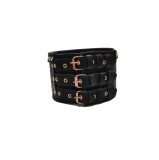 Chimir, Serpar traditional din piele naturala pentru copii, negru, 67x13 cm