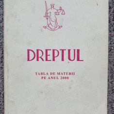 Dreptul, tabla de materii 2000, supliment al revistei Dreptul Bucuresti, 202 pag