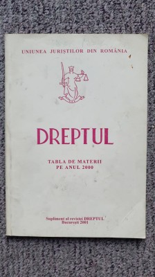 Dreptul, tabla de materii 2000, supliment al revistei Dreptul Bucuresti, 202 pag foto