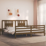 VidaXL Cadru pat cu tăblie, maro miere, 200x200 cm, lemn masiv