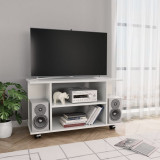 Comoda TV cu roti, alb foarte lucios, 80x40x45 cm, PAL GartenMobel Dekor, vidaXL