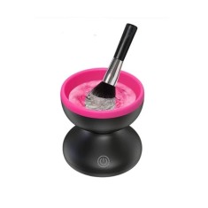 Dispozitiv electric pentru curatarea pensulelor de machiaj, interior cu striatii din silicon, incarcare USB, buton on/off, negru