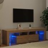 VidaXL Comodă TV cu lumini LED, stejar Sonoma, 140x35x40 cm