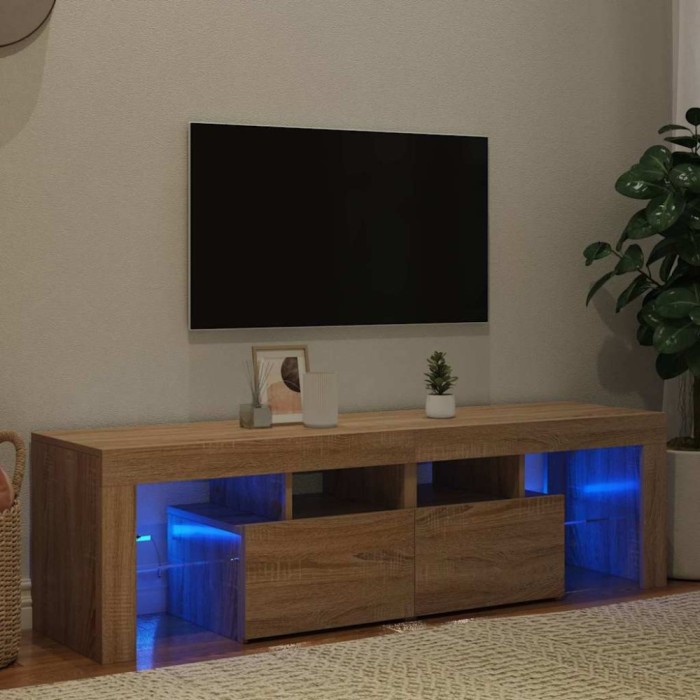 vidaXL Comodă TV cu lumini LED, stejar Sonoma, 140x35x40 cm