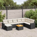 Cumpara ieftin Gossi set mobilier de gradina cu perne, 9 piese, negru, poliratan