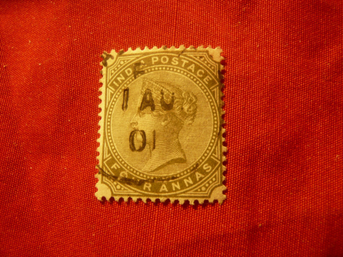 Timbru India 1885 R.Victoria ,val. 4 anna stampilat