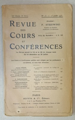REVUE DES COURS ET CONFERENCES , No. 15 , 1931 foto