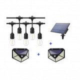 Cumpara ieftin Pachet Solar: Ghirlanda LED + 2 Lampi 100 Leduri cu Panou Solar
